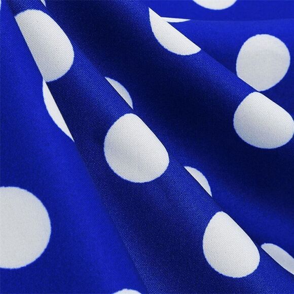 💙 NEW Pinup Retro 1950s Shawl Collar Bow Back Blue Polka Dot Tea Dress SIZE XL - Picture 8 of 16